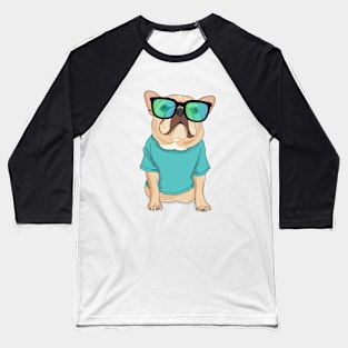 French Bulldog with glasses and t-shirt Baseball T-Shirt